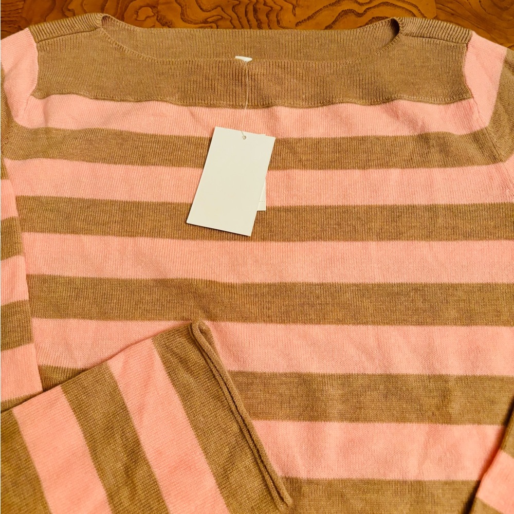 GAP sweater peach with brown stripes.